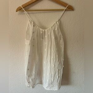 Farm Rio Sleeveless White flower appliqué cotton top - Size Small